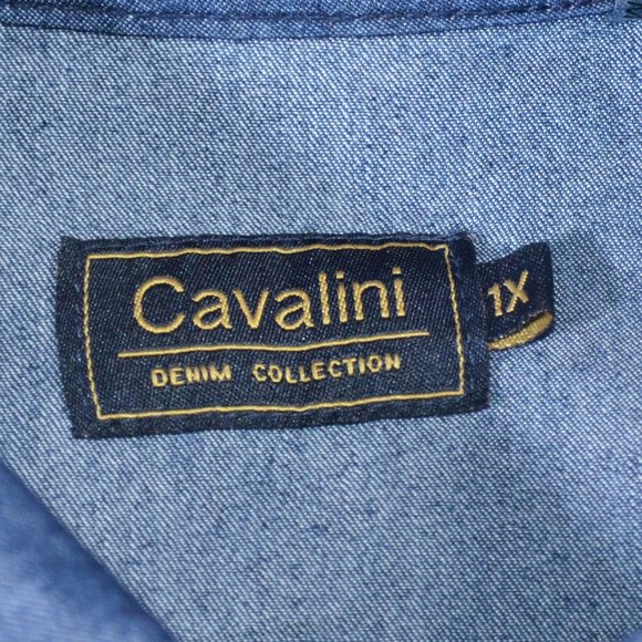 Cavalini Denim Collection Embroidered Top Size 1X - Picture 4 of 8